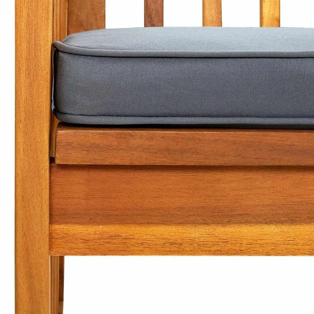 Garden Bench Grey 147cm Solid Wood Armrest with Padded Cushion