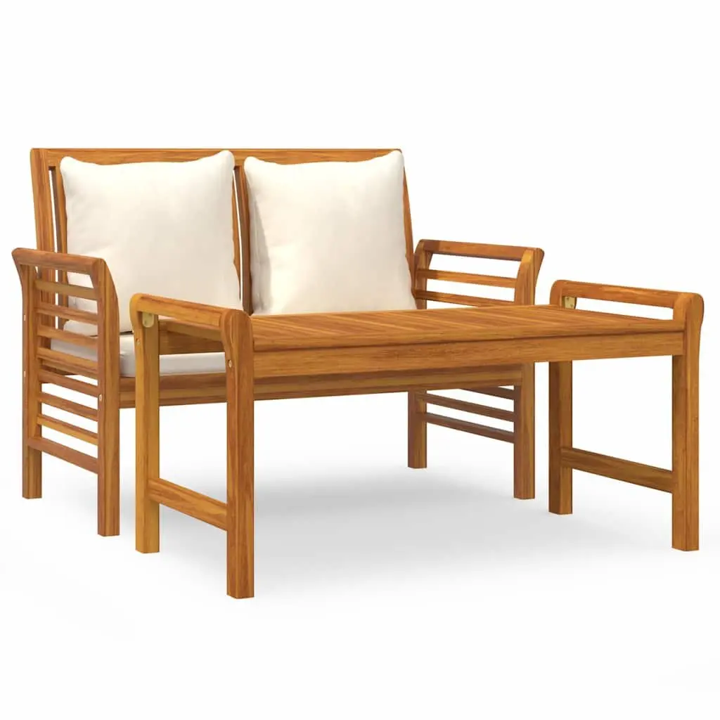 Garden Lounge Set 2 Piece Outdoor Furniture with Cushions Solid Wood Brown