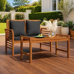 2-Piece Solid Wood Garden Lounge Set with Cushions