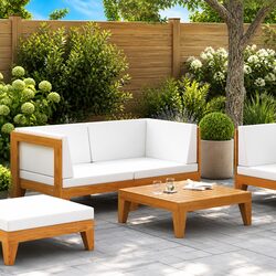 Outdoor Sectional Sofa Lounge Set 2 Piece Garden Furniture with Cushions