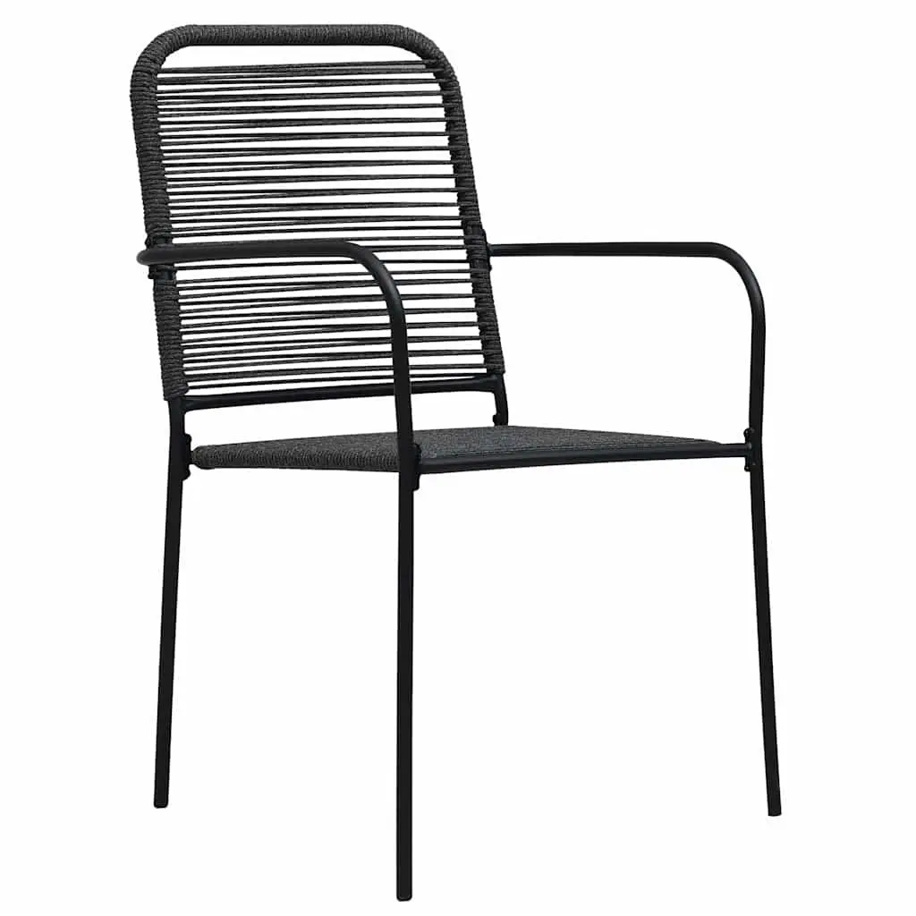 Outdoor Garden Chairs Set 4 pcs Black Cotton Rope Steel Frame Seating