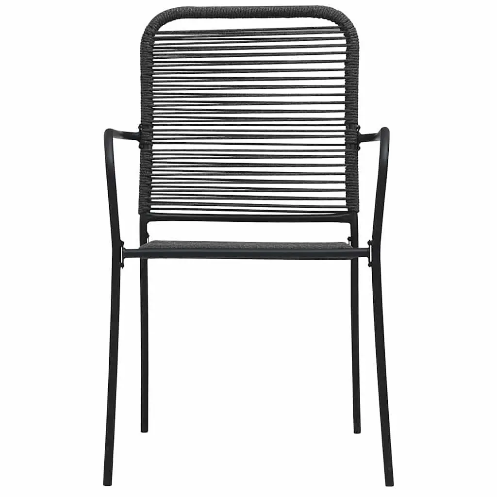 Outdoor Garden Chairs Set 4 pcs Black Cotton Rope Steel Frame Seating