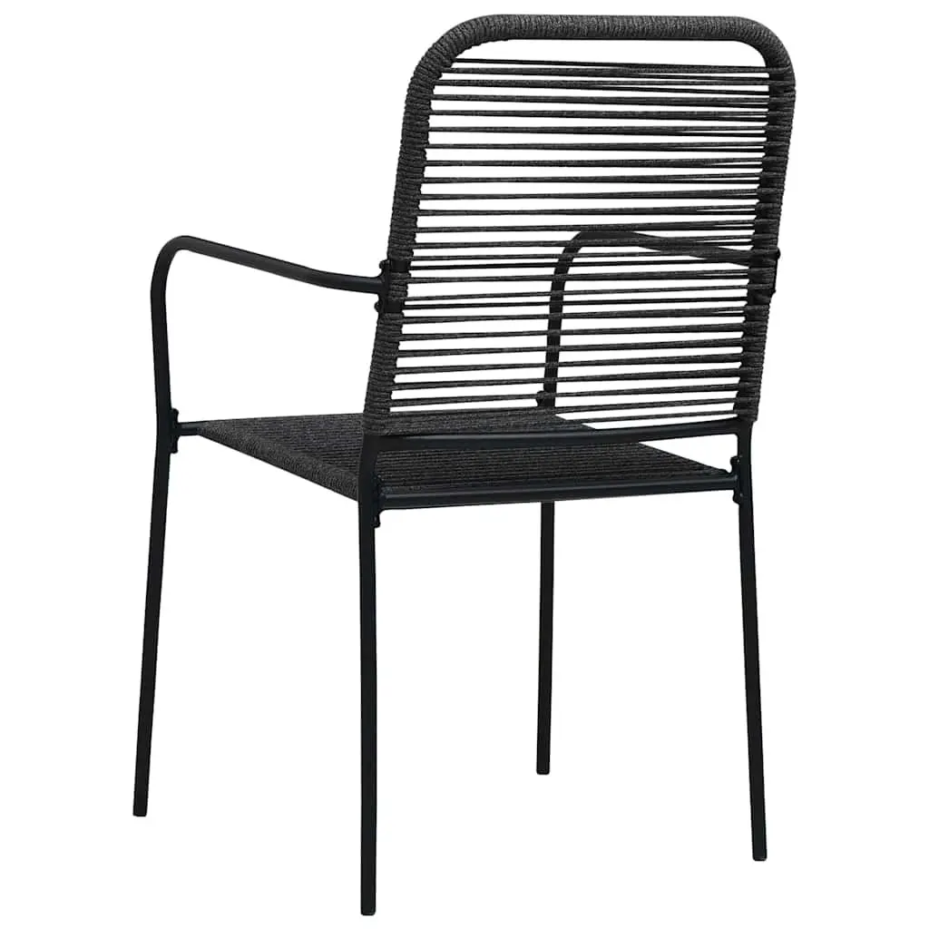 Outdoor Garden Chairs Set 4 pcs Black Cotton Rope Steel Frame Seating