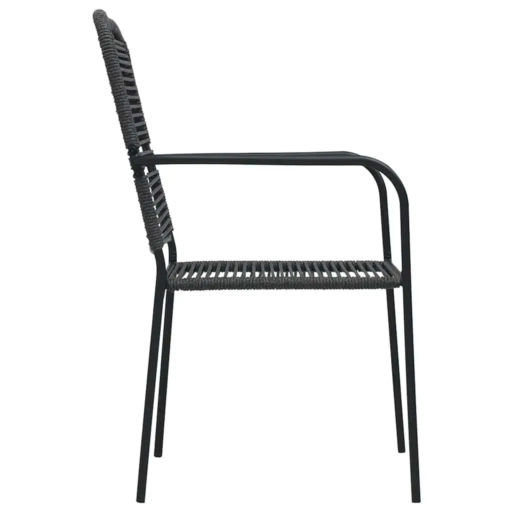 Outdoor Garden Chairs Set 4 pcs Black Cotton Rope Steel Frame Seating
