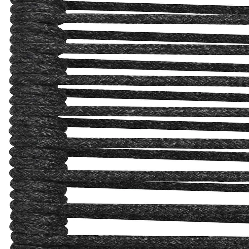 Outdoor Garden Chairs Set 4 pcs Black Cotton Rope Steel Frame Seating