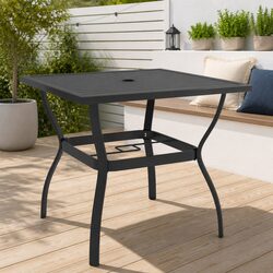 Anthracite Outdoor Dining Table with Parasol Placement