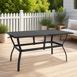 Concise Garden Table with Steel Slatted Design