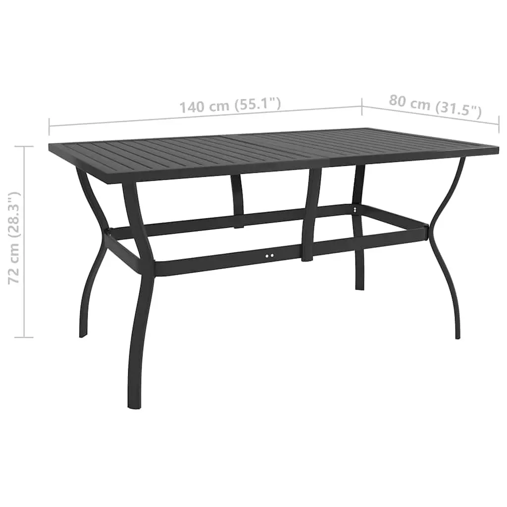 Garden Table Anthracite Outdoor Furniture Steel Slatted Design 140x80x72cm