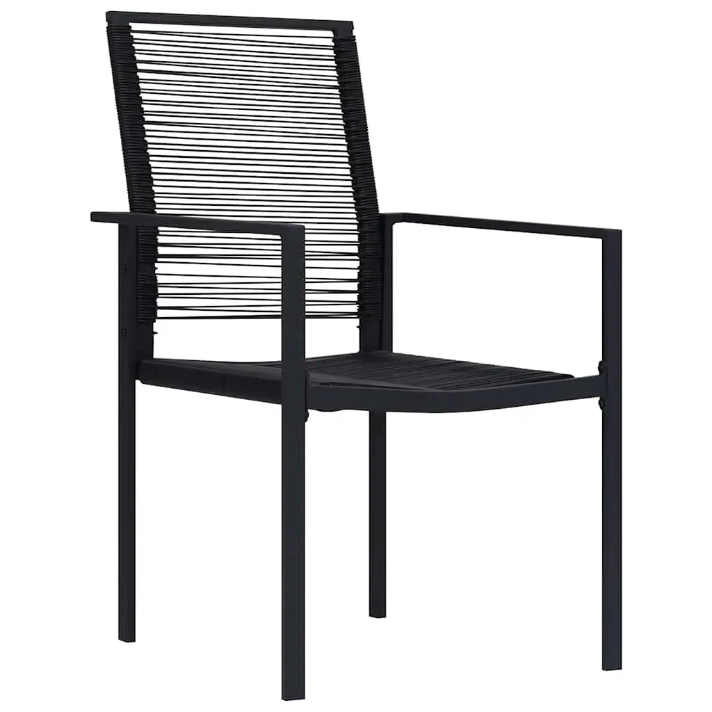 Outdoor Garden Chairs Black 2 Piece Set Rattan Patio Seating Backrest Stable