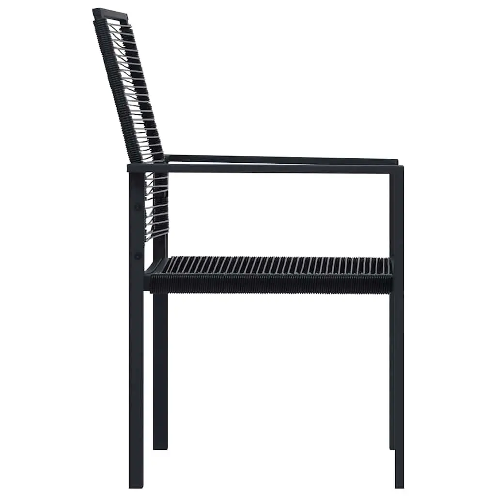 Outdoor Garden Chairs Black 2 Piece Set Rattan Patio Seating Backrest Stable