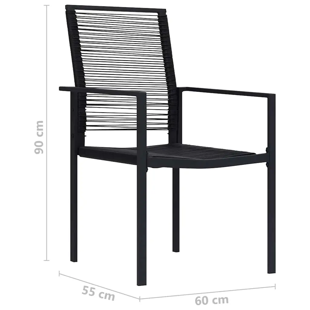 Outdoor Garden Chairs Black 2 Piece Set Rattan Patio Seating Backrest Stable