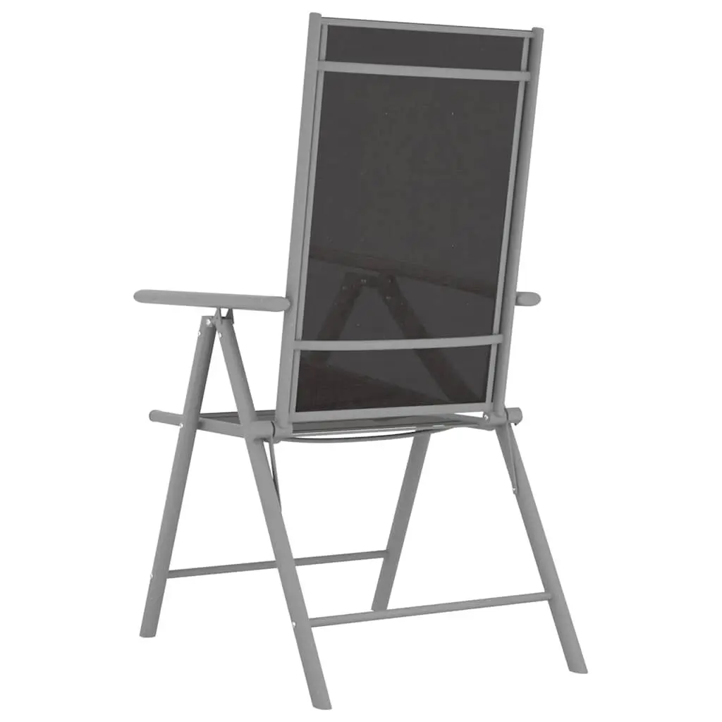 Folding Garden Chairs Black 4 Piece Outdoor Seating Reclining Backrest