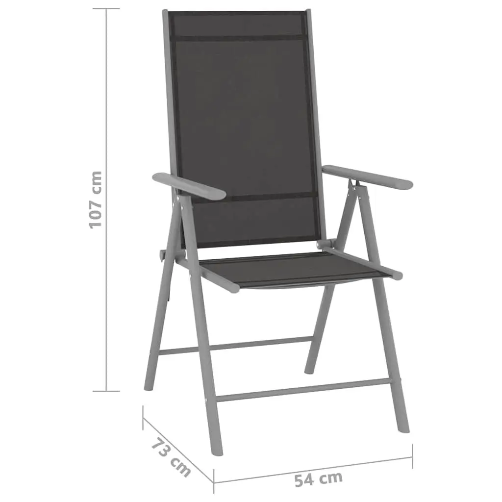Folding Garden Chairs Black 4 Piece Outdoor Seating Reclining Backrest