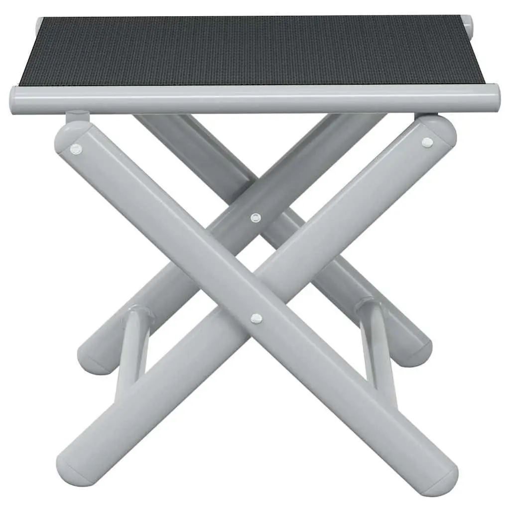 Folding Footrest Black Aluminium Frame Portable Garden Patio Furniture