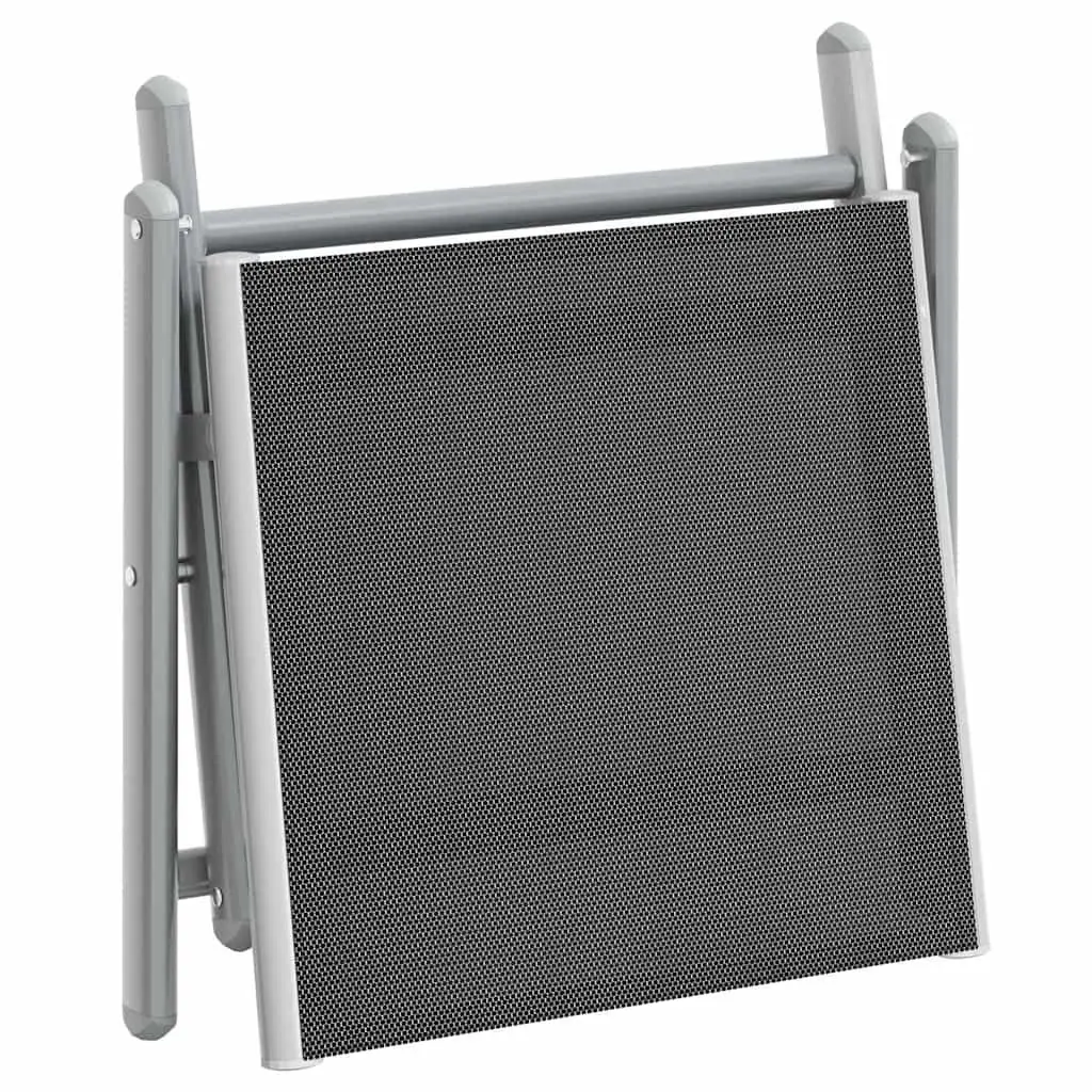 Folding Footrest Black Aluminium Frame Portable Garden Patio Furniture
