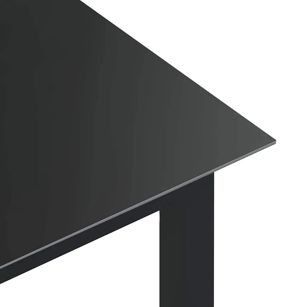 Garden Dining Table 150x90cm Black Aluminium Frame Glass Outdoor Patio Furniture