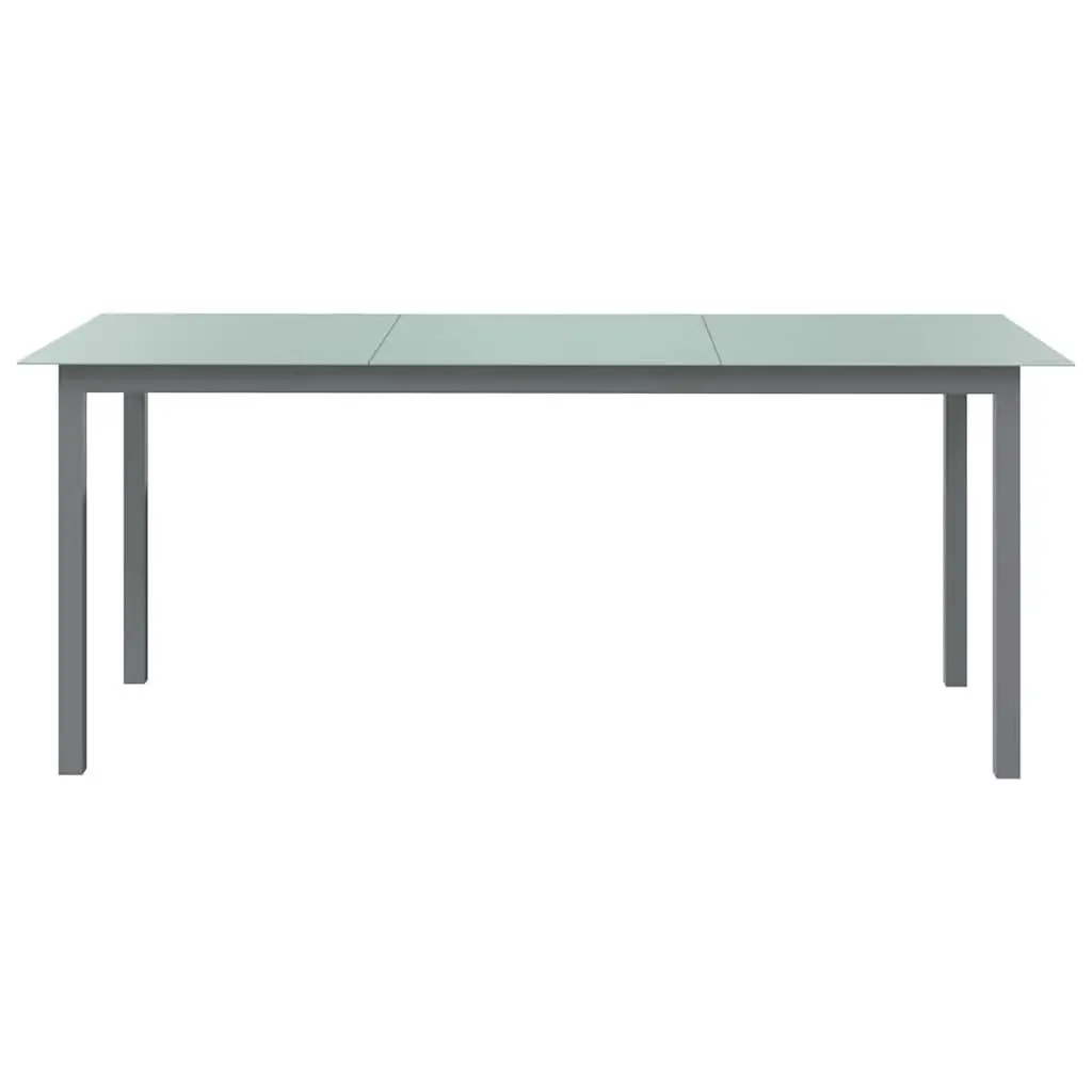 Garden Dining Table Grey 190x90x74cm Aluminium Frame Glass Top Outdoor Furniture