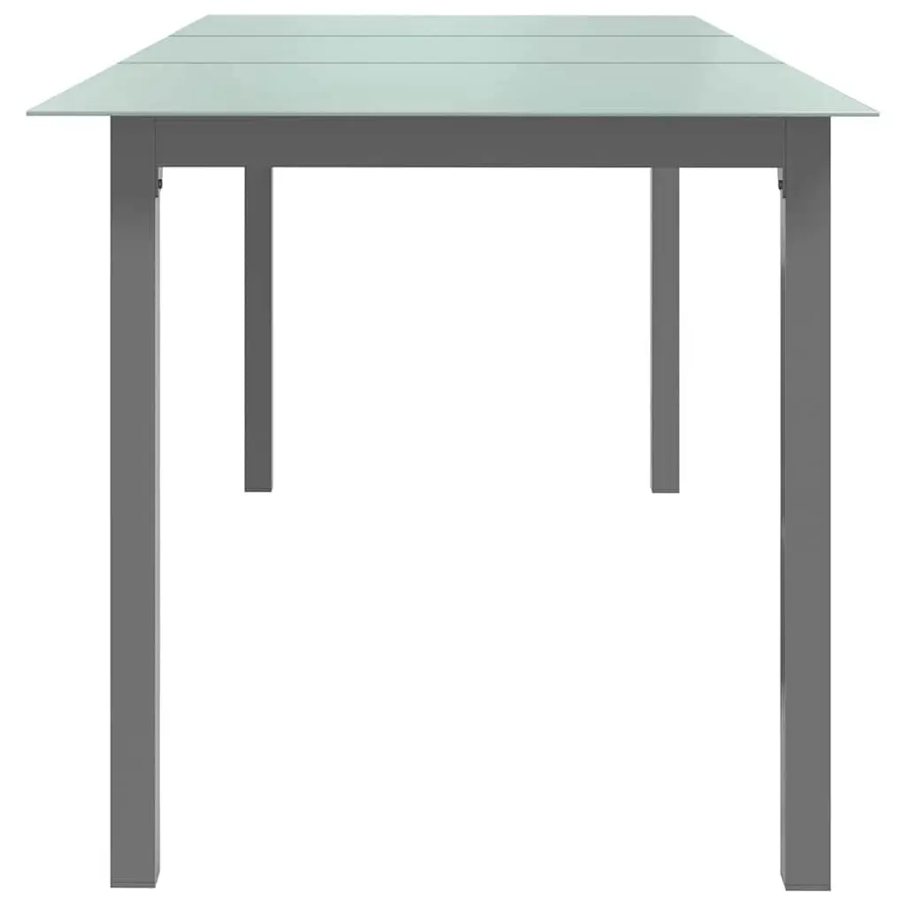 Garden Dining Table Grey 190x90x74cm Aluminium Frame Glass Top Outdoor Furniture