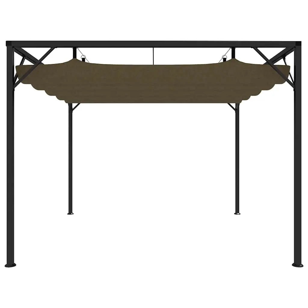 Garden Gazebo Taupe 3x3m Retractable Roof Canopy Outdoor Shelter