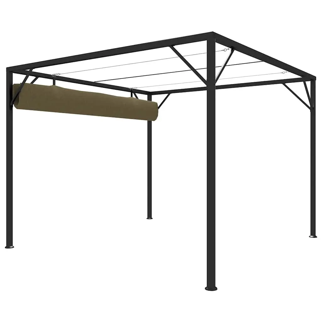 Garden Gazebo Taupe 3x3m Retractable Roof Canopy Outdoor Shelter