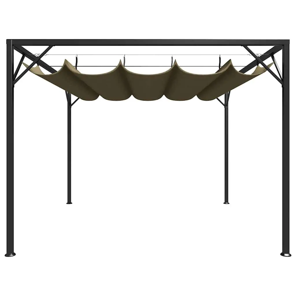 Garden Gazebo Taupe 3x3m Retractable Roof Canopy Outdoor Shelter