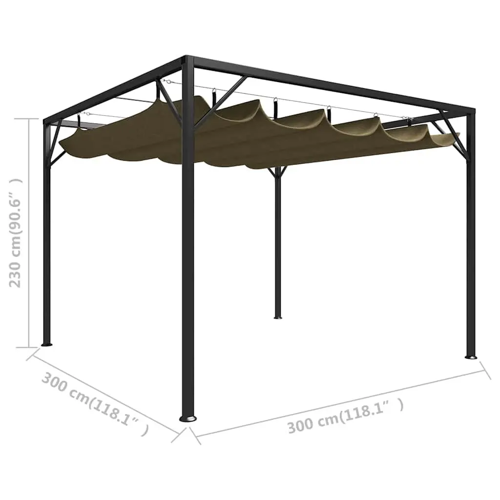 Garden Gazebo Taupe 3x3m Retractable Roof Canopy Outdoor Shelter