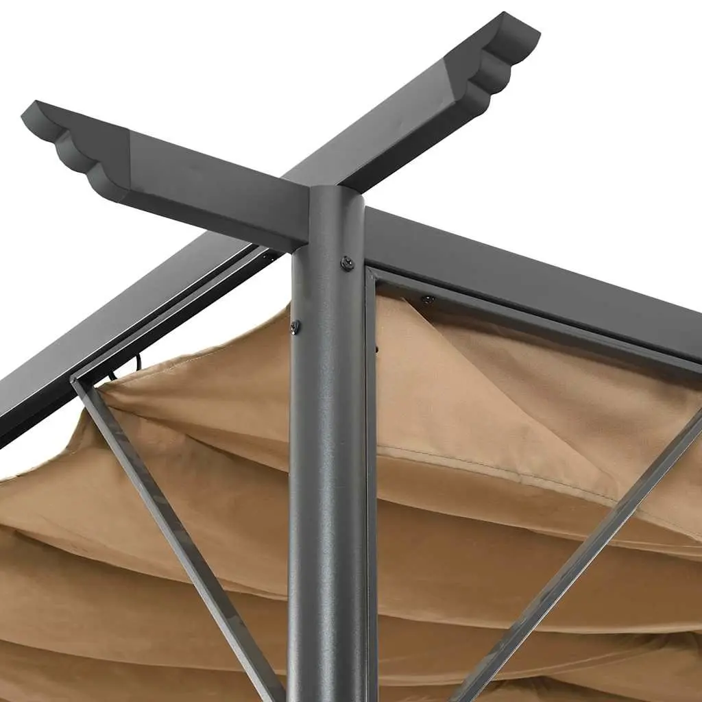 Garden Pergola Taupe 3x3m Retractable Roof Outdoor Shade Structure Steel Frame