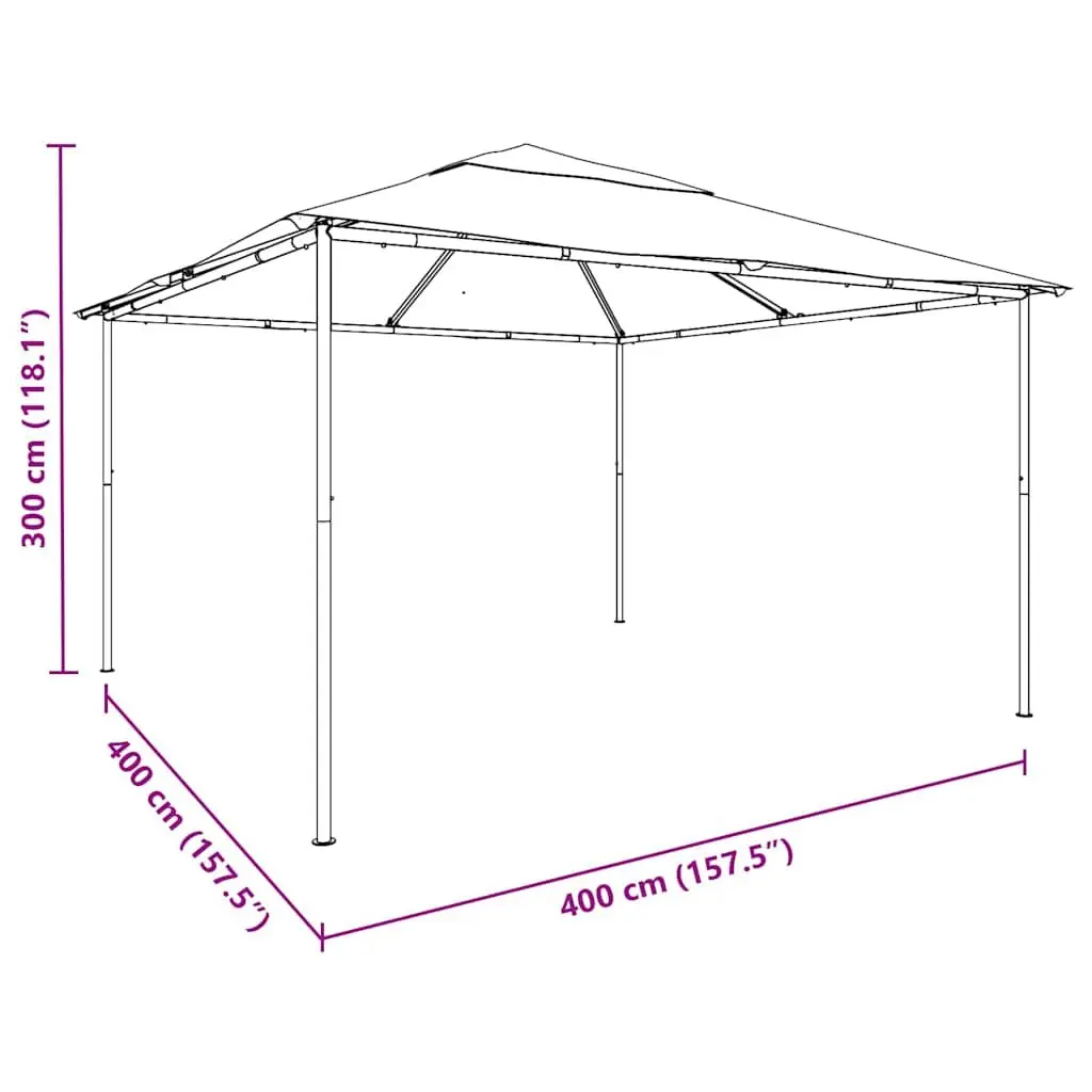 Gazebo Anthracite 4x4x3 m Outdoor Shelter Pavilion Garden Canopy Party