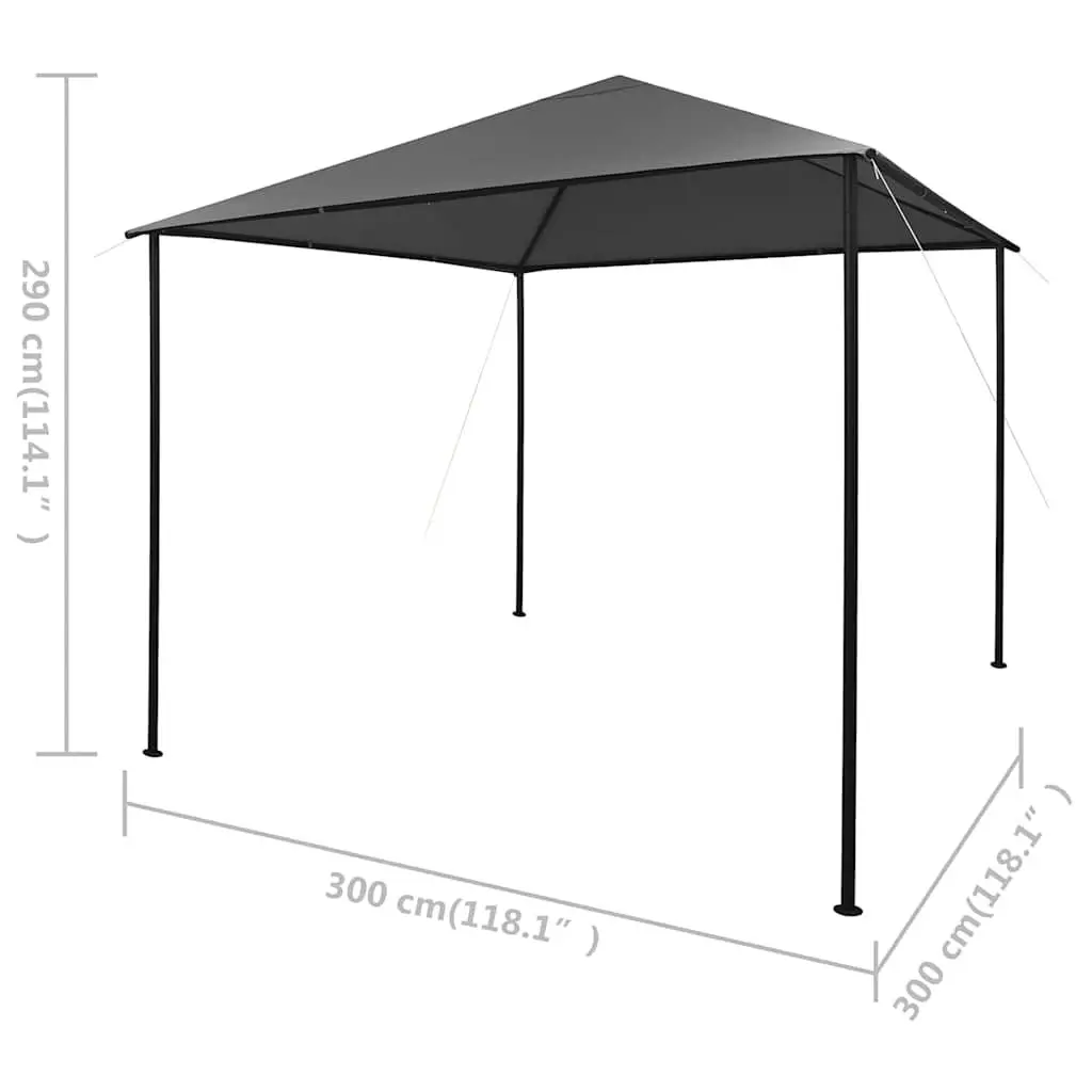 Gazebo Anthracite 3x3m Outdoor Canopy Shelter Durable Steel Frame UV Resistant Fabric