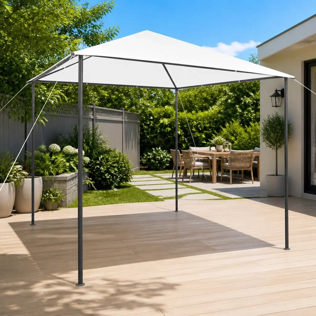 Gazebo White 3x3x2.9 m Outdoor Pavilion Canopy Shelter with UV and Dirt Resistance