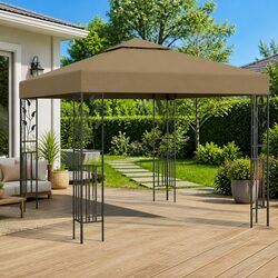 Gazebo 3x3 m Outdoor Canopy Shade Structure Steel Frame Vented Taupe