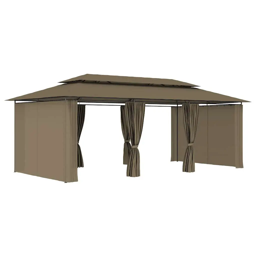 Outdoor Gazebo Taupe 600 x 298 x 270 cm Sturdy Steel Frame with Detachable Side Curtains