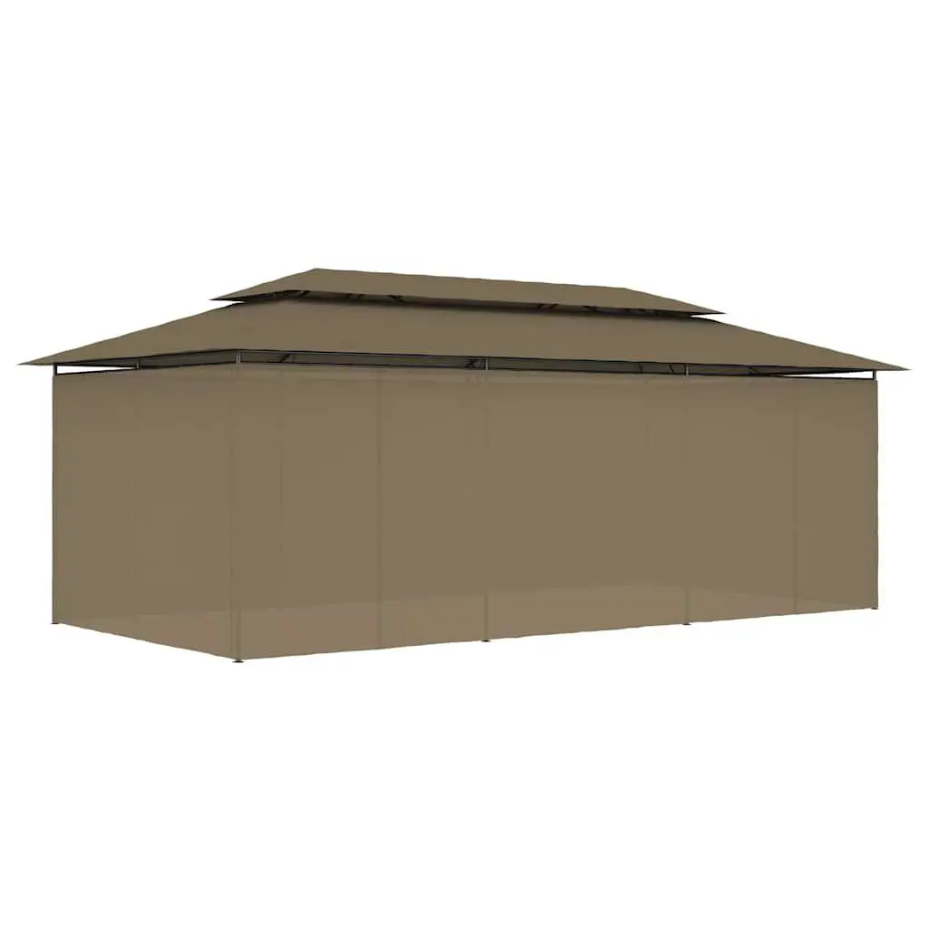 Outdoor Gazebo Taupe 600 x 298 x 270 cm Sturdy Steel Frame with Detachable Side Curtains