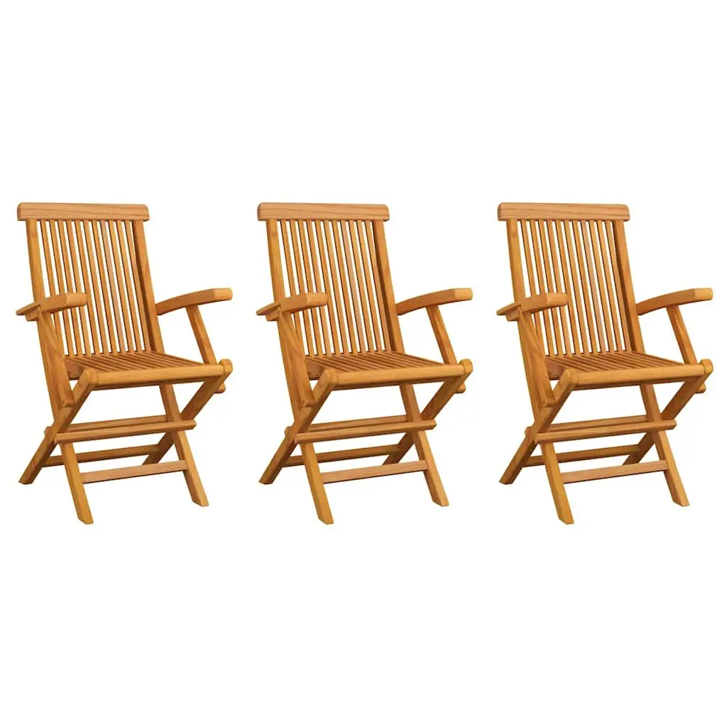 Outdoor Garden Chairs Brown 3 Piece Set Solid Teak Wood Folding Lightweight
