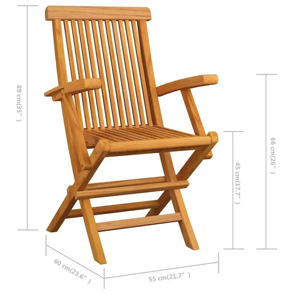 Outdoor Garden Chairs Brown 3 Piece Set Solid Teak Wood Folding Lightweight