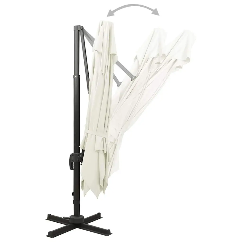 Cantilever Garden Parasol White 300x300cm Double Top Outdoor Shade Umbrella