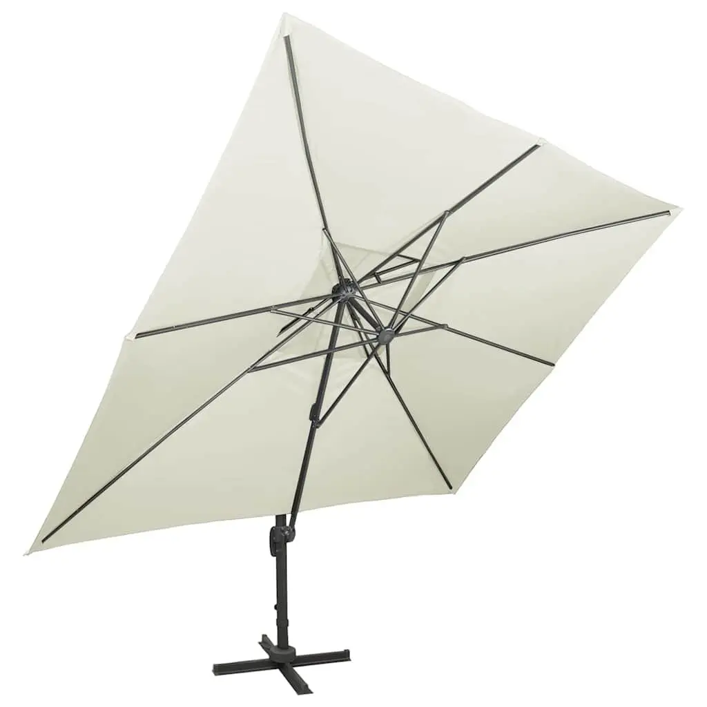 Cantilever Garden Parasol Beige 400 x 300 cm Double Top Tilt Rotate