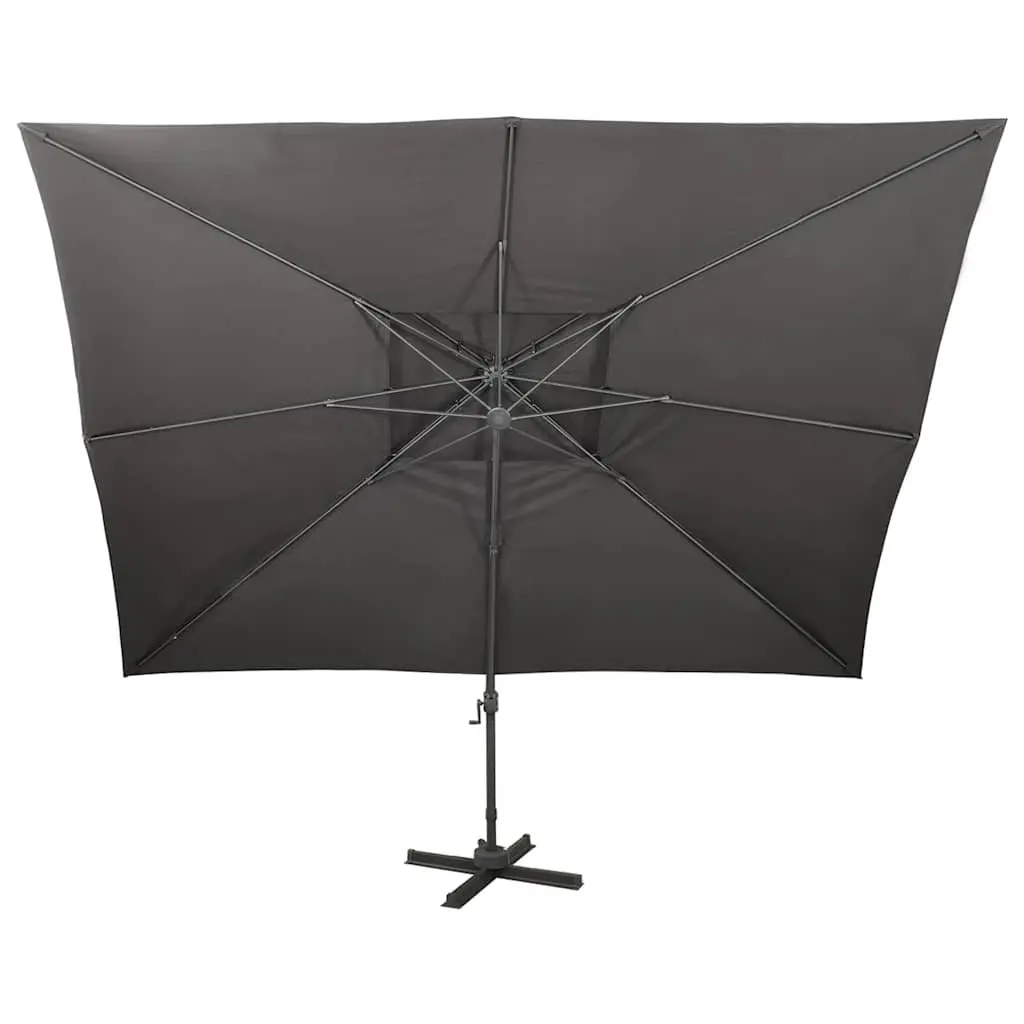 Cantilever Garden Parasol Anthracite 400 x 300 cm UV Protective Polyester Cover 360-Degree Tilt and Rotate Crank Mechanism Double Top Canopy