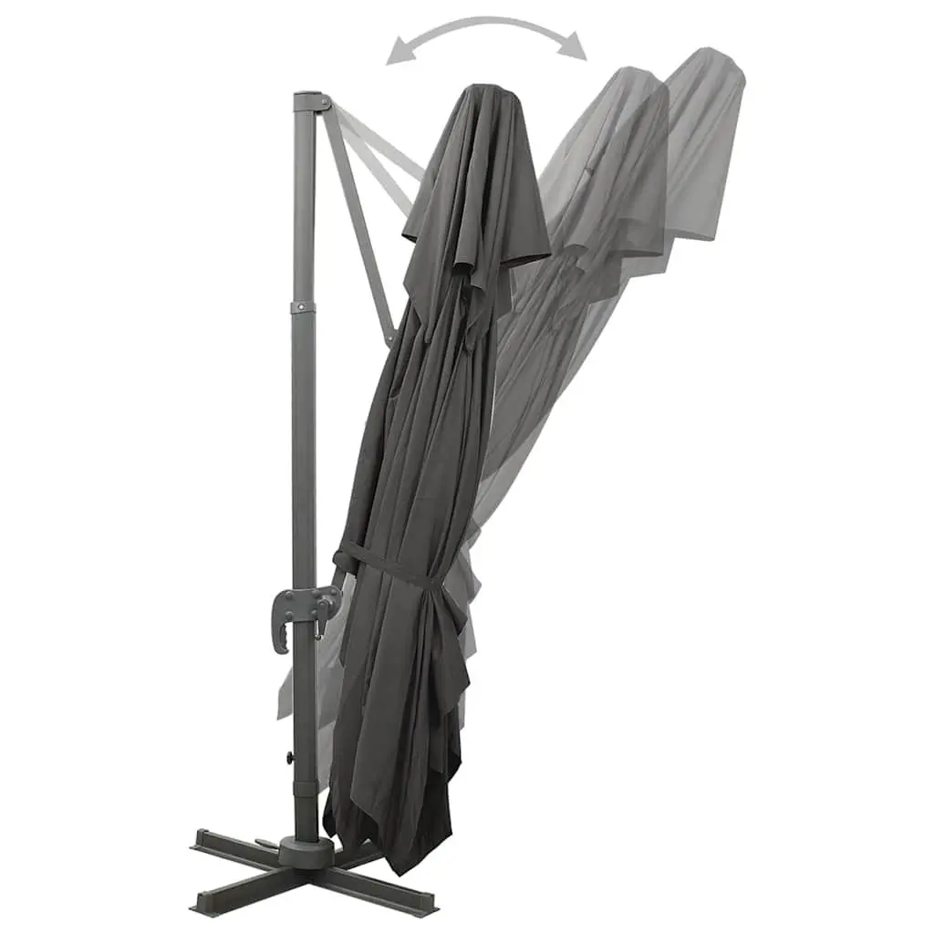 Cantilever Garden Parasol Anthracite 400 x 300 cm UV Protective Polyester Cover 360-Degree Tilt and Rotate Crank Mechanism Double Top Canopy