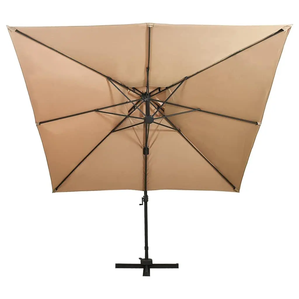 Cantilever Garden Parasol 300x300 cm Outdoor Shade Taupe Double Top Crank