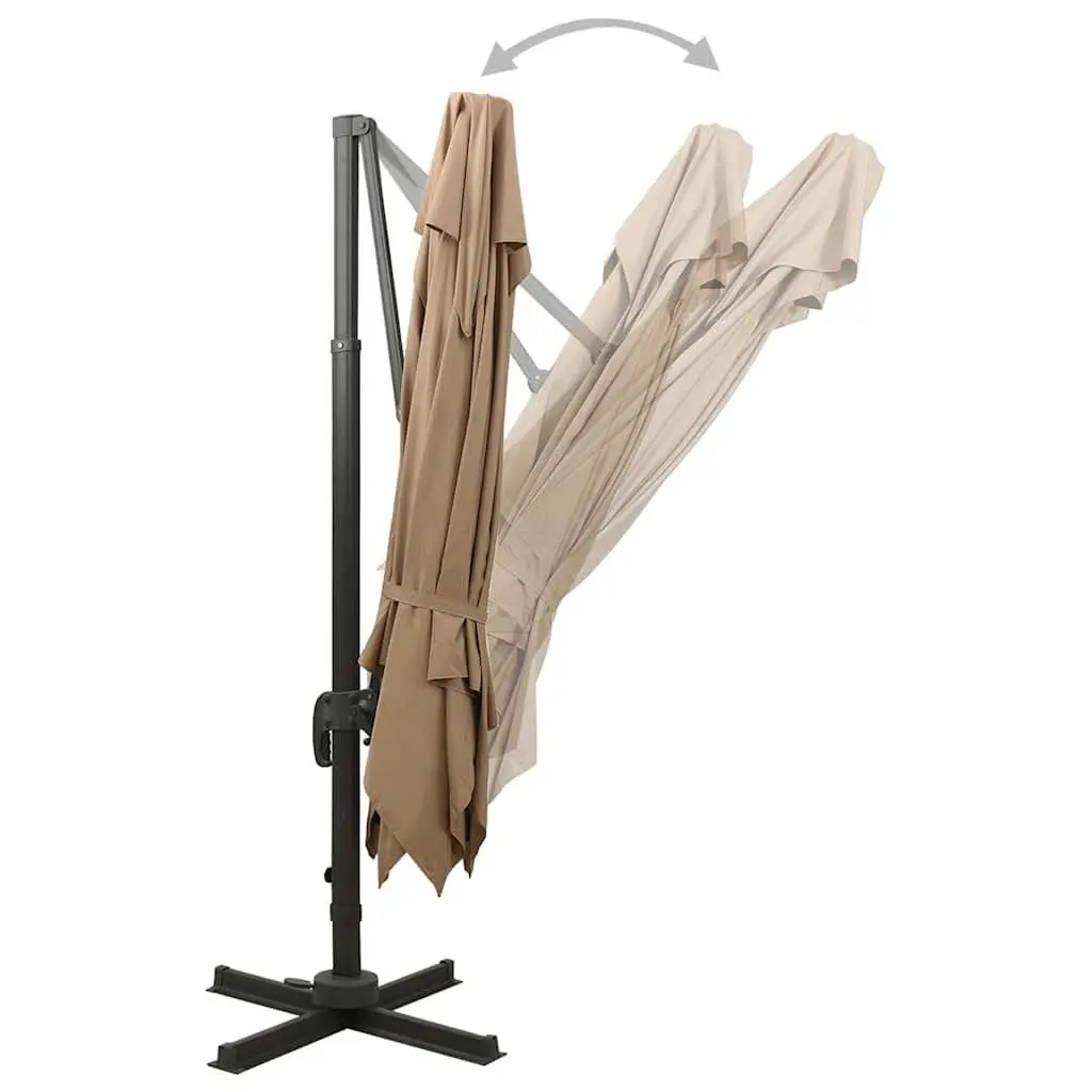 Cantilever Garden Parasol 300x300 cm Outdoor Shade Taupe Double Top Crank