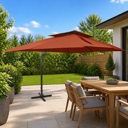 Compact and Durable Cantilever Parasol with Double Canopy 400x300cm