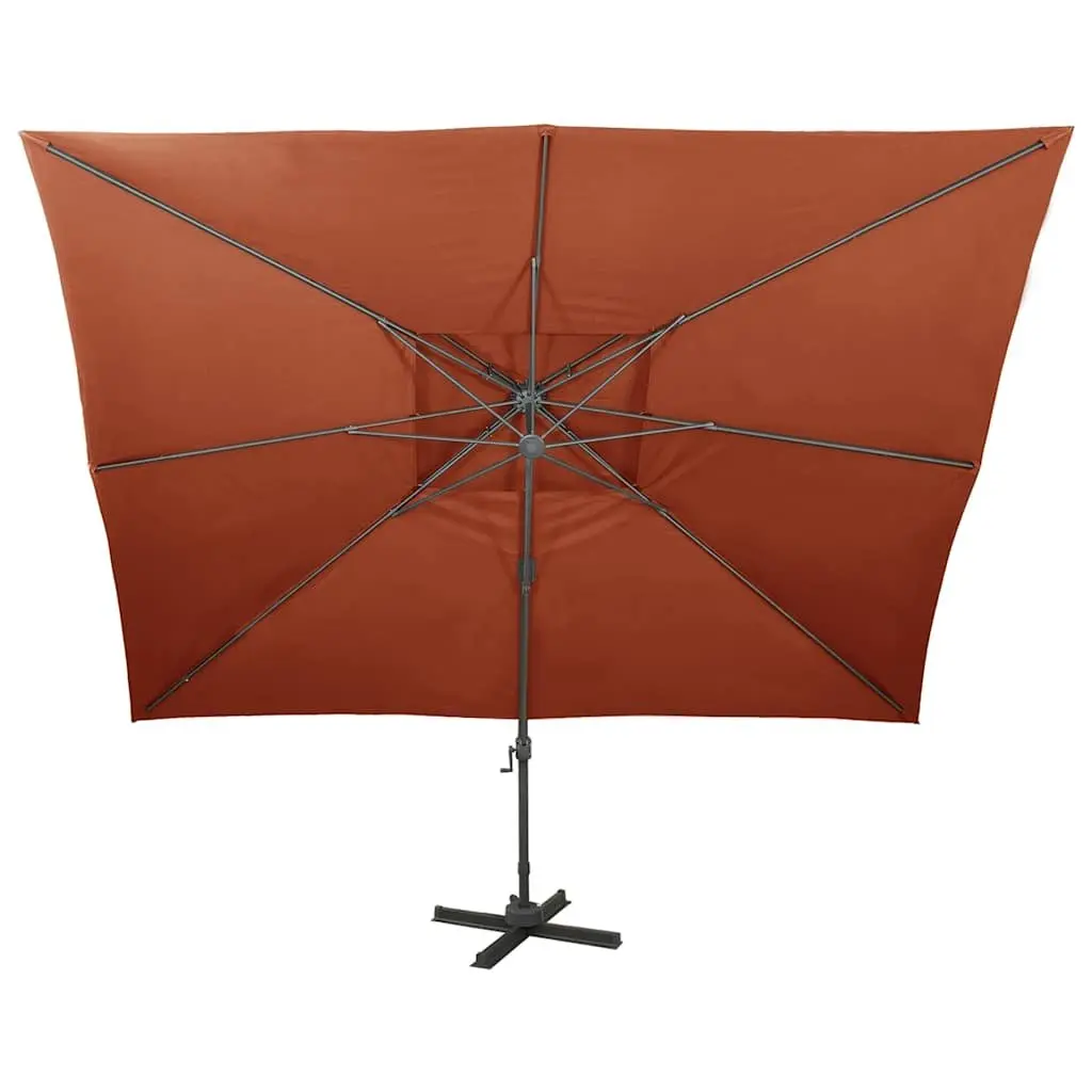 Cantilever Garden Parasol Brown 400x300cm Double Top Canopy 360-Degree Rotation Tilt Function