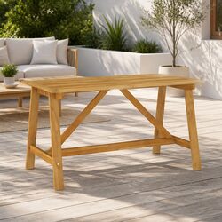 Outdoor Dining Table 140x70cm Garden Furniture Wood Patio Desk Sturdy Frame
