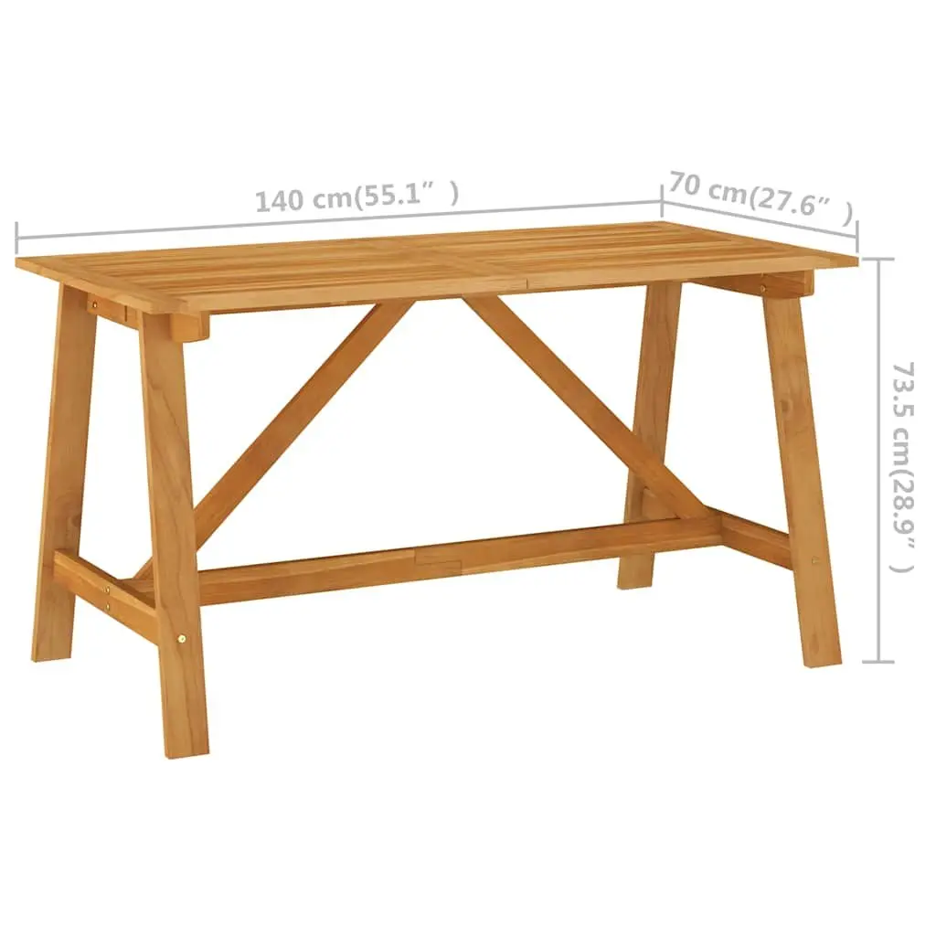 Outdoor Dining Table Brown 140x70cm Solid Acacia Wood Sturdy Frame