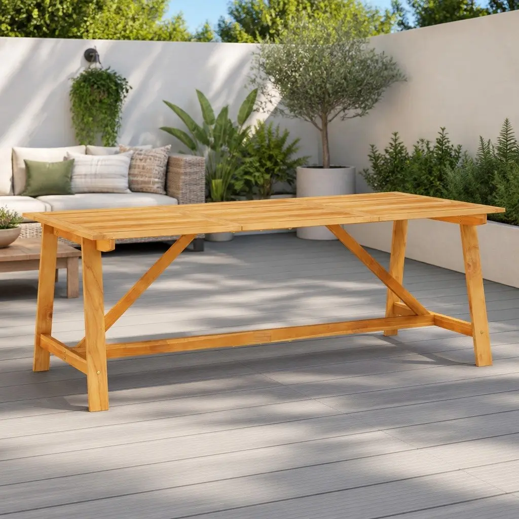 Solid Wood Garden Dining Table Brown 206x100x74 cm Durable Construction Suitable for Outdoor and Indoor Use
