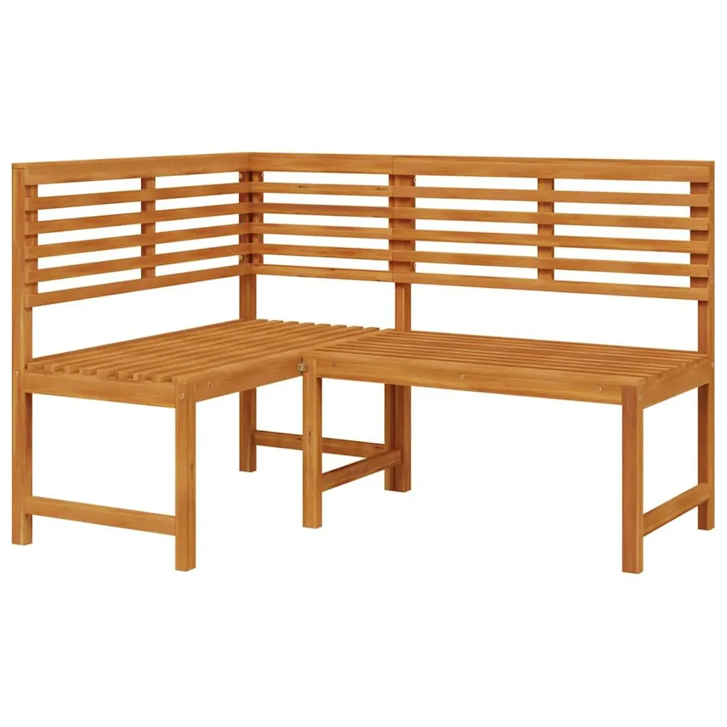 Garden Corner Bench Natural Wood 140 cm Solid Acacia Wood Outdoor Seating Unit