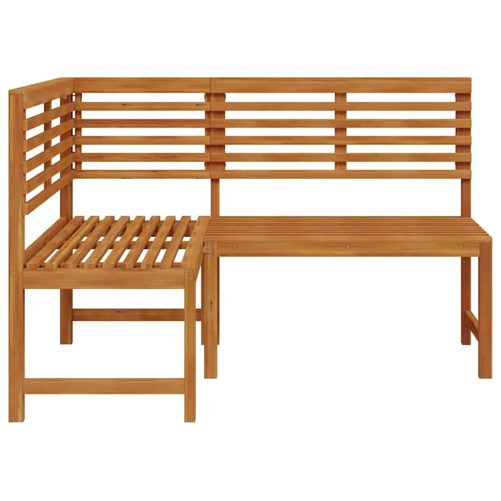 Garden Corner Bench Natural Wood 140 cm Solid Acacia Wood Outdoor Seating Unit