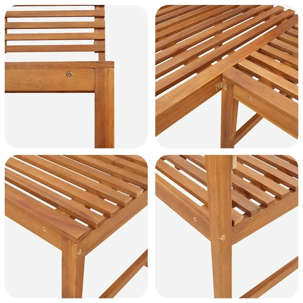 Garden Corner Bench Natural Wood 140 cm Solid Acacia Wood Outdoor Seating Unit