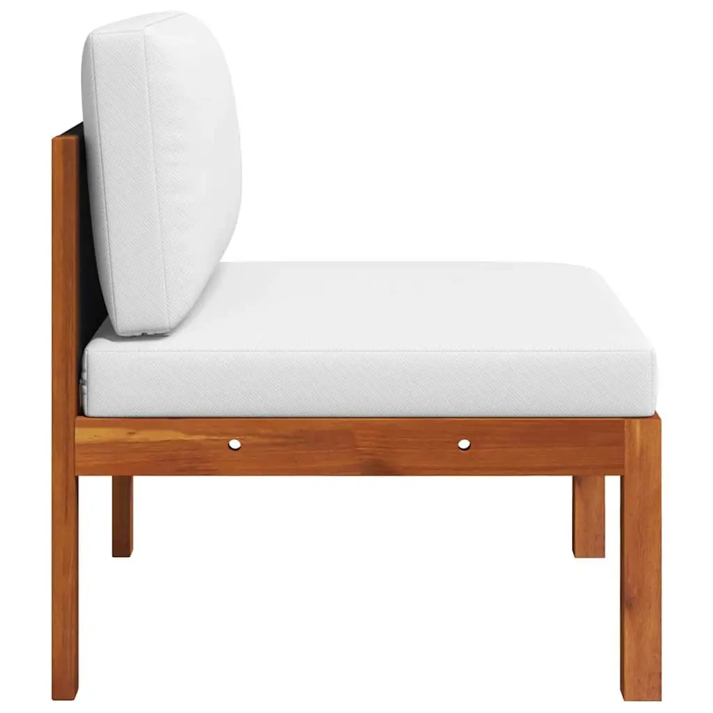 Garden Middle Sofa White Modular Outdoor Sectional Seating with Removable Cushions